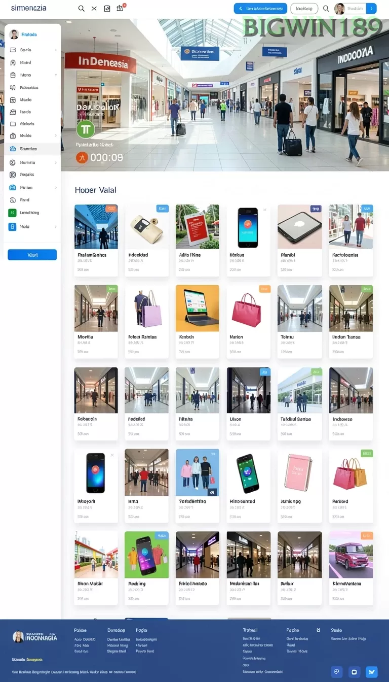Cuplikan layar WIN88BLUE — menu navigasi